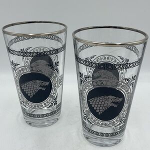 Game of Thrones: (2) 16 oz Drinking Glasses “Sigil of Winter Coming House Stark”